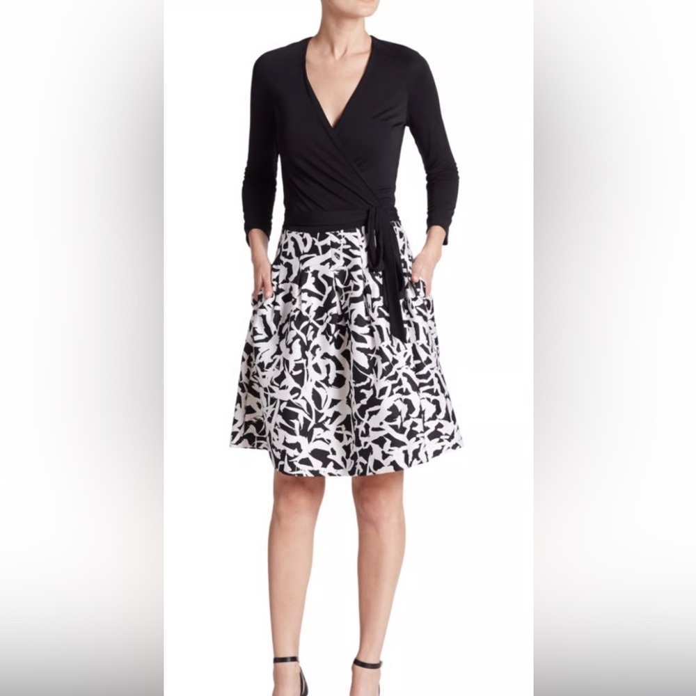 DVF Diane von Furstenberg AMELIA Fit & Flare Feather Dress Size 2